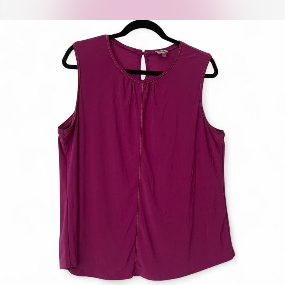 Office Glam Barbie Anne Klein Sleeveless Keyhole Blouse Fuschia size L